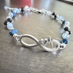 Elegant Silver and Blue Beaded anklet